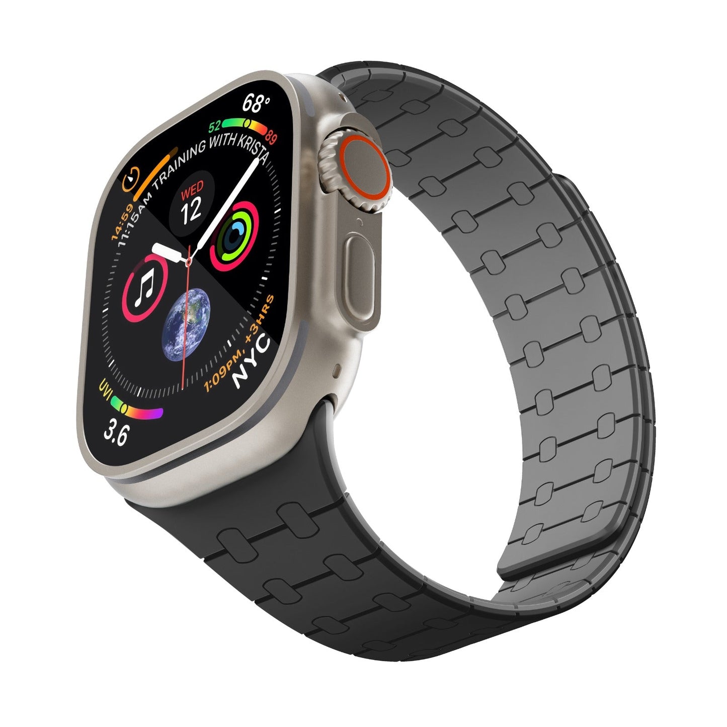 Pulse Reversible Magnetic Watch Band-Black+Red